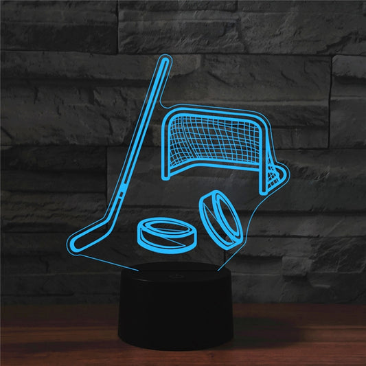 Ice Hockey Shape 3D Colorful LED Vision Light Table Lamp, Charging Touch Version by bashfashion