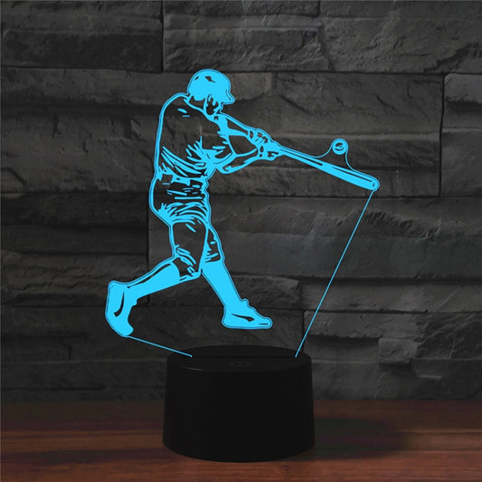 Playing Baseball Shape 3D Colorful LED Vision Light Table Lamp, Charging Touch Version by bashfashion