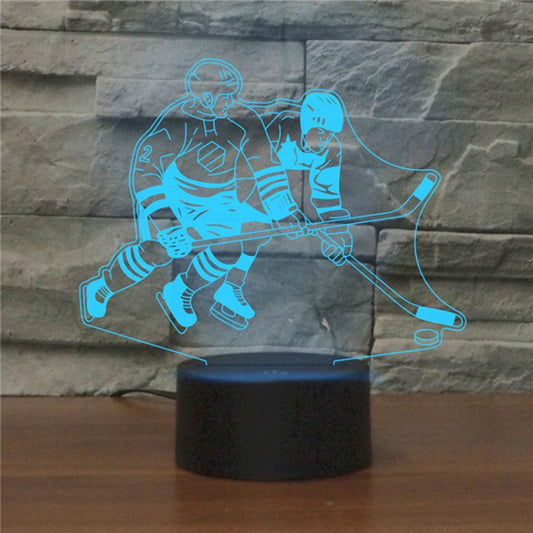 Playing Ice Hockey Shape 3D Colorful LED Vision Light Table Lamp, USB & Battery Version by bashfashion