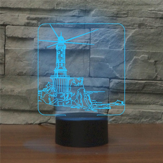 Lighthouse Shape 3D Colorful LED Vision Light Table Lamp, Crack Touch Version by bashfashion