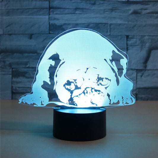 Prostrated Dog Shape 3D Colorful LED Vision Light Table Lamp, Charging Touch Version by bashfashion
