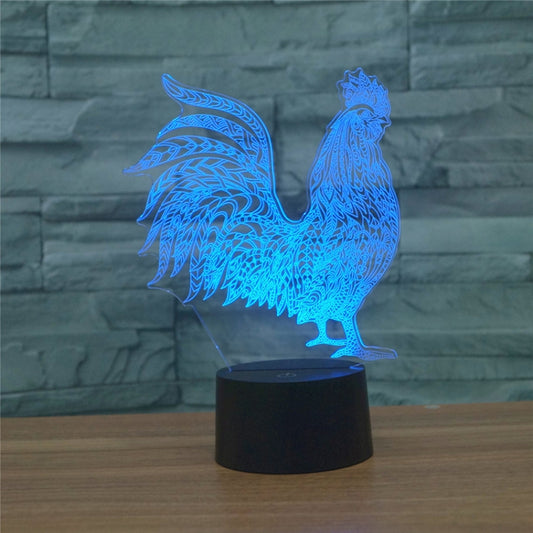 Cock Shape 3D Colorful LED Vision Light Table Lamp, USB & Battery Version by bashfashion