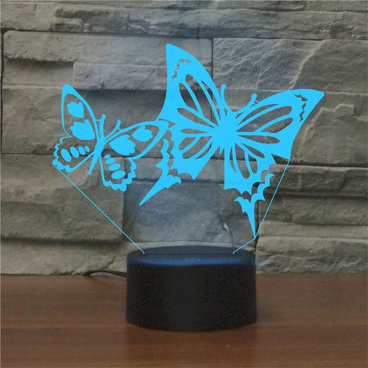 Two Butterflies Shape 3D Colorful LED Vision Light Table Lamp, Charging Touch Version by bashfashion