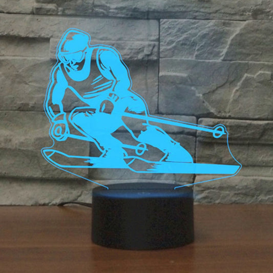 Skiing Shape 3D Colorful LED Vision Light Table Lamp, USB & Battery Version by bashfashion