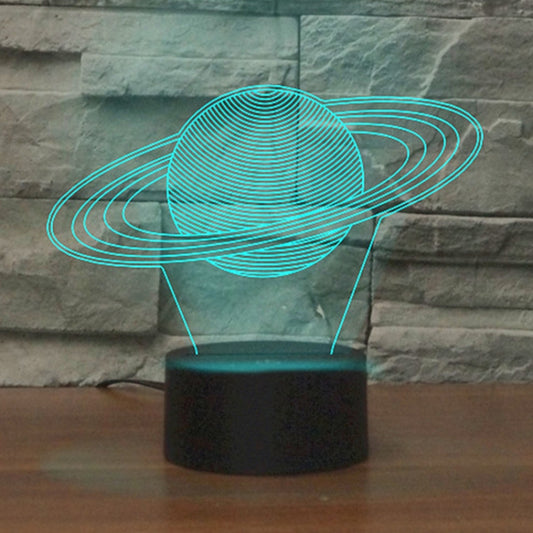 Saturn Shape 3D Colorful LED Vision Light Table Lamp, Crack Touch Version by bashfashion