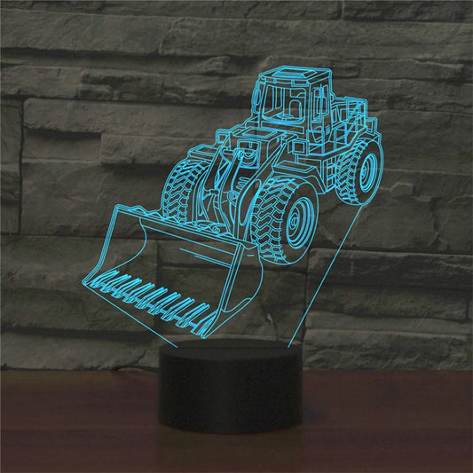 Excavator Shape 3D Colorful LED Vision Light Table Lamp, USB Touch Version by bashfashion