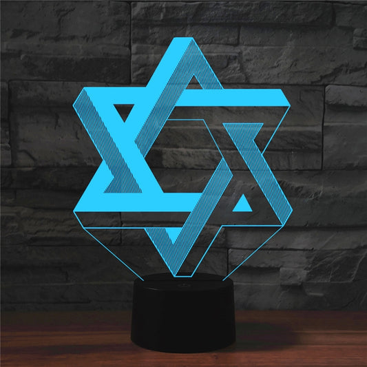 Pentagram Shape 3D Colorful LED Vision Light Table Lamp, Crack Touch Version by bashfashion