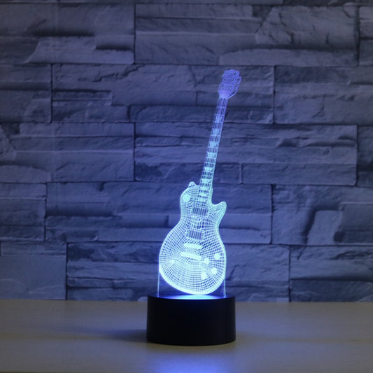 Guitar Shape 3D Colorful LED Vision Light Table Lamp, Crack Remote Control Version by bashfashion