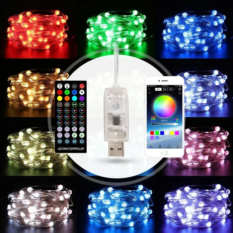 Christmas Decoration USB Copper Wire String Light Remote Controller & Bluetooth Mobile APP Control, Length: 20m 200 LEDs by bashfashion