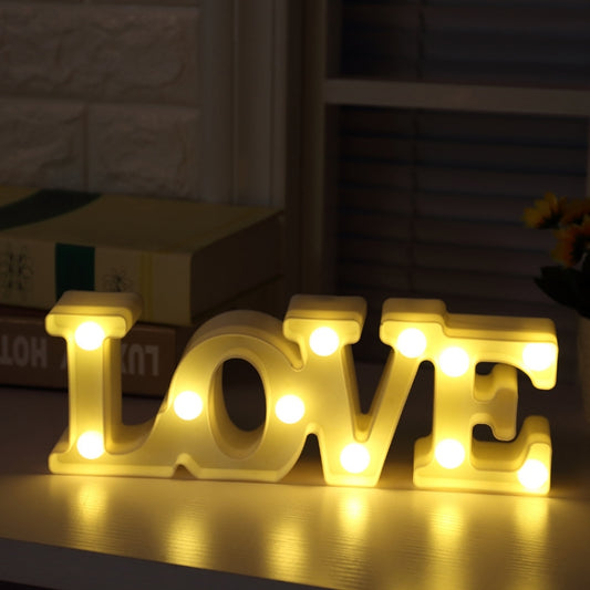 Creative LOVE Shape Warm White LED Decoration Light, 2 x AA Batteries Powered Party Festival Table Wedding Lamp Night Light(White) by bashfashion