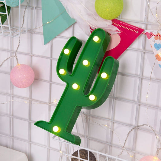 Creative Cactus Shape Warm White LED Decoration Light, 2 x AA Batteries Powered Party Festival Table Wedding Lamp Night Light (Green) by bashfashion
