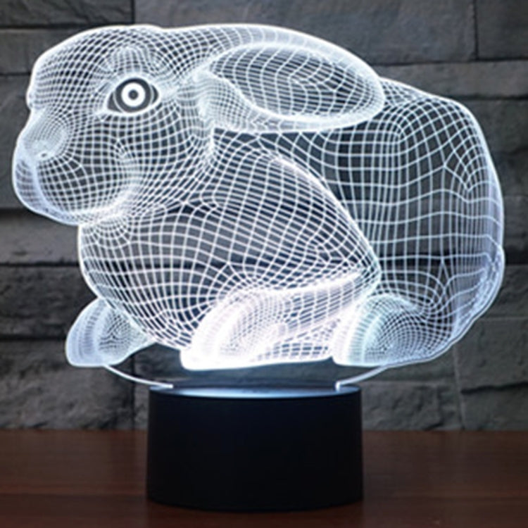 Rabbit Shape 3D Touch Switch Control LED Light , 7 Colour Discoloration Creative Visual Stereo Lamp Desk Lamp Night Light by bashfashion