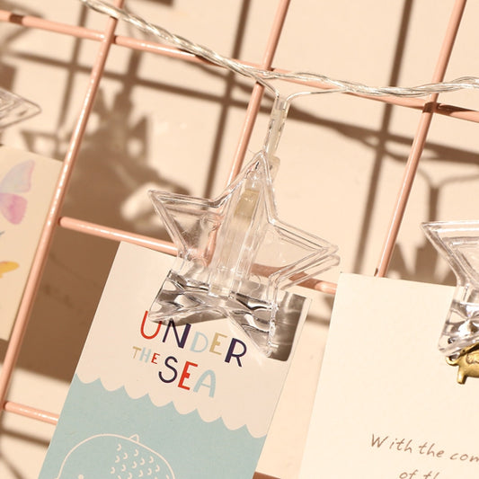 3m Colorful Light Star Shape Photo Clip LED Fairy String Light, 20 LEDs USB Powered Chains Lamp Decorative Light for Home Hanging Pictures, DIY Party, Wedding, Christmas Decoration (Warm White) by bashfashion