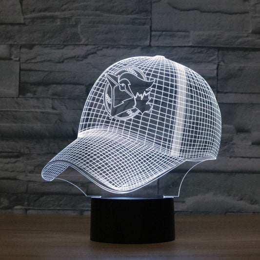 Baseball Cap Shape 3D Colorful LED Vision Light Table Lamp, 16 Colors Remote Control Version by bashfashion