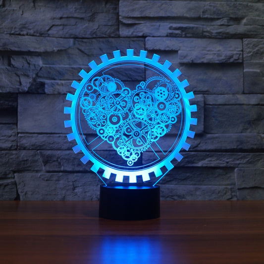 Gear Heart Shape 3D Colorful LED Vision Light Table Lamp, USB & Battery Version by bashfashion