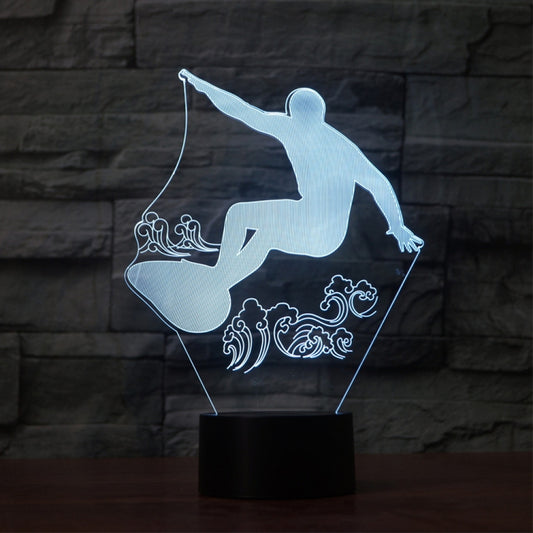Surf Riding Shape 3D Colorful LED Vision Light Table Lamp, Charging Touch Version by bashfashion