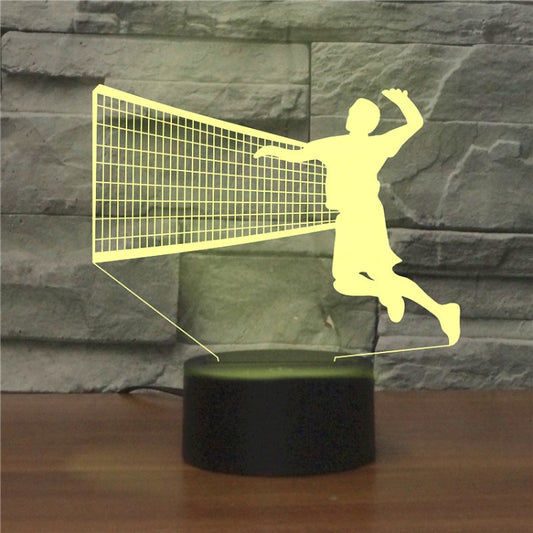 Playing Volleyball Shape 3D Colorful LED Vision Light Table Lamp, USB Touch Version by bashfashion