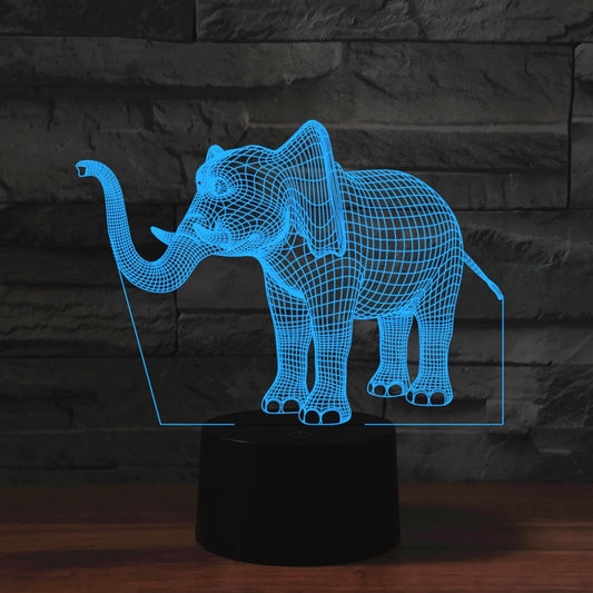Elephant Shape 3D Colorful LED Vision Light Table Lamp, 16 Colors Remote Control Version by bashfashion