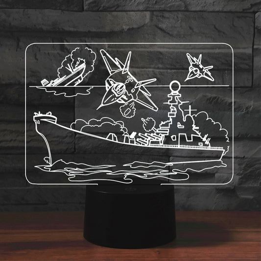 Airplane Group Shape 3D Colorful LED Vision Light Table Lamp, USB Touch Version by bashfashion