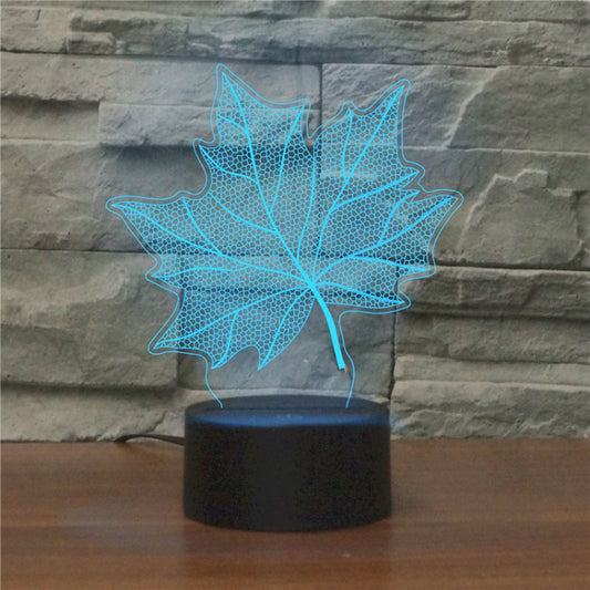 Maple Leaf Shape 3D Colorful LED Vision Light Table Lamp, USB Touch Version by bashfashion