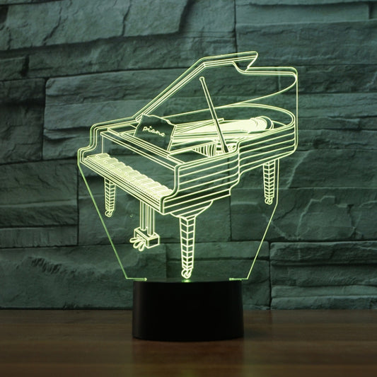 Piano Shape 3D Colorful LED Vision Light Table Lamp, 16 Colors Remote Control Version by bashfashion