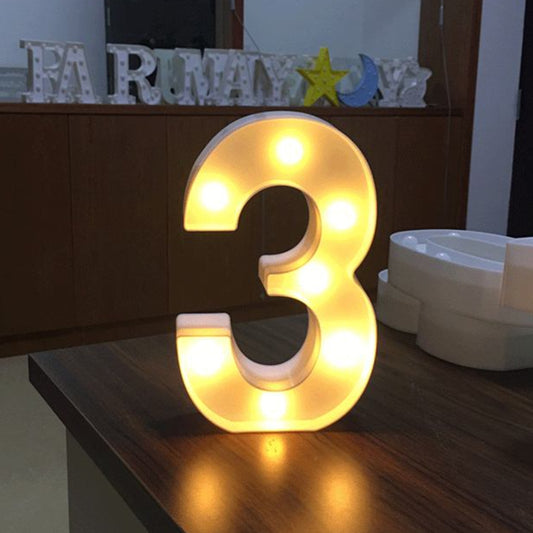 Digit 3 Shape Decoration Light, Dry Battery Powered Warm White Standing Hanging Holiday Light by bashfashion