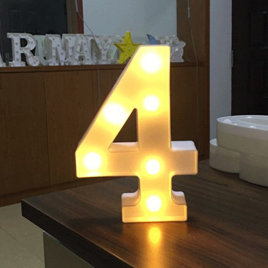 Digit 4 Shape Decoration Light, Dry Battery Powered Warm White Standing Hanging Holiday Light by bashfashion