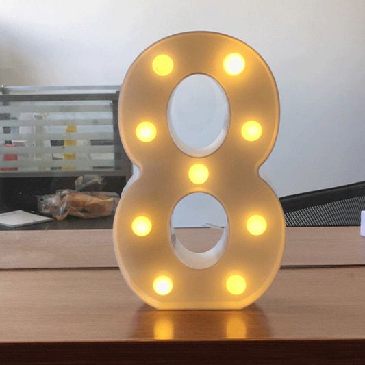 Digit 8 Shape Decoration Light, Dry Battery Powered Warm White Standing Hanging Holiday Light by bashfashion