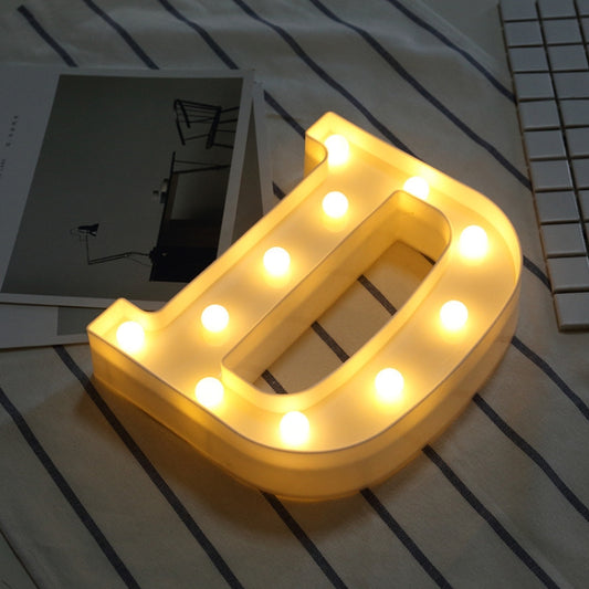 Alphabet D English Letter Shape Decorative Light, Dry Battery Powered Warm White Standing Hanging LED Holiday Light by bashfashion