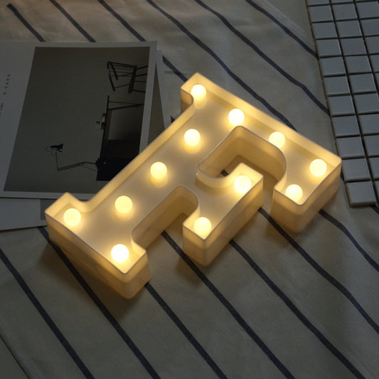 Alphabet F English Letter Shape Decorative Light, Dry Battery Powered Warm White Standing Hanging LED Holiday Light by bashfashion