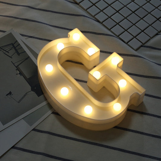 Alphabet G English Letter Shape Decorative Light, Dry Battery Powered Warm White Standing Hanging LED Holiday Light by bashfashion