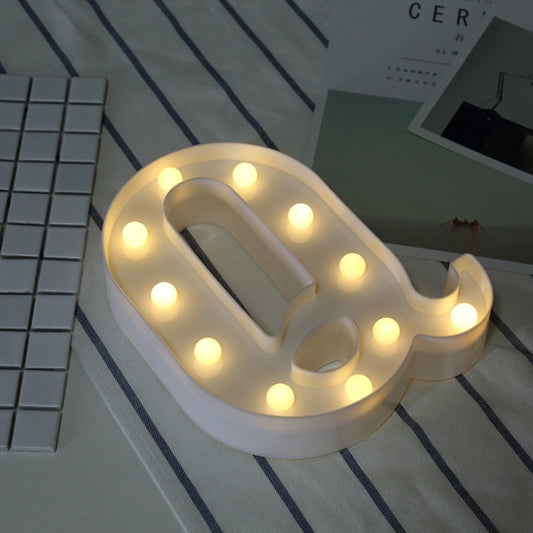 Alphabet Q English Letter Shape Decorative Light, Dry Battery Powered Warm White Standing Hanging LED Holiday Light by bashfashion