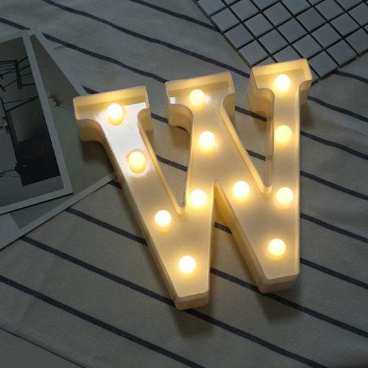 Alphabet W English Letter Shape Decorative Light, Dry Battery Powered Warm White Standing Hanging LED Holiday Light by bashfashion