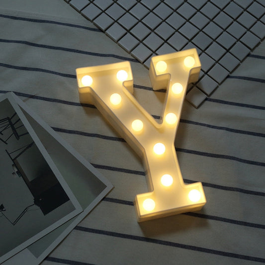 Alphabet Y English Letter Shape Decorative Light, Dry Battery Powered Warm White Standing Hanging LED Holiday Light by bashfashion