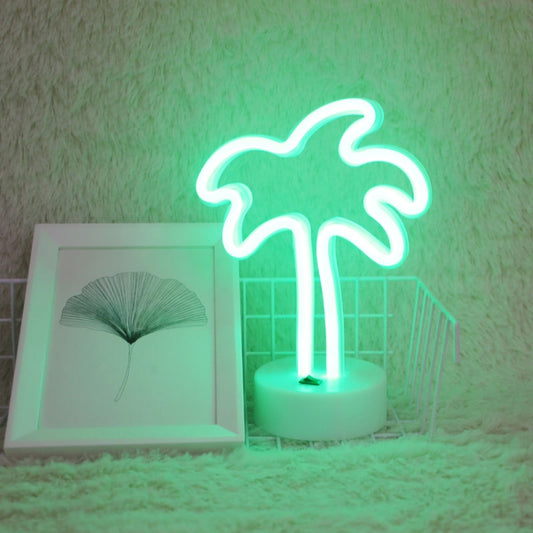 Coconut Tree Romantic Neon LED Holiday Light with Holder, Warm Fairy Decorative Lamp Night Light for Christmas, Wedding, Party, Bedroom(Green Light) by bashfashion