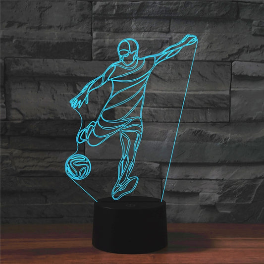 Playing Football Shape 3D Colorful LED Vision Light Table Lamp, USB & Battery Version by bashfashion