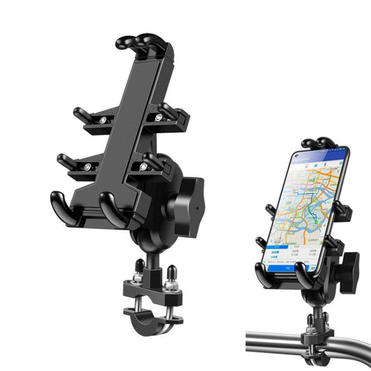 U-shaped Bolt Ball-Head Motorcycle Handlebar Multi-function Eight-jaw Aluminum Phone Navigation Holder Bracket, Width of Phone: 6.5-10.2cm   by bashfashion