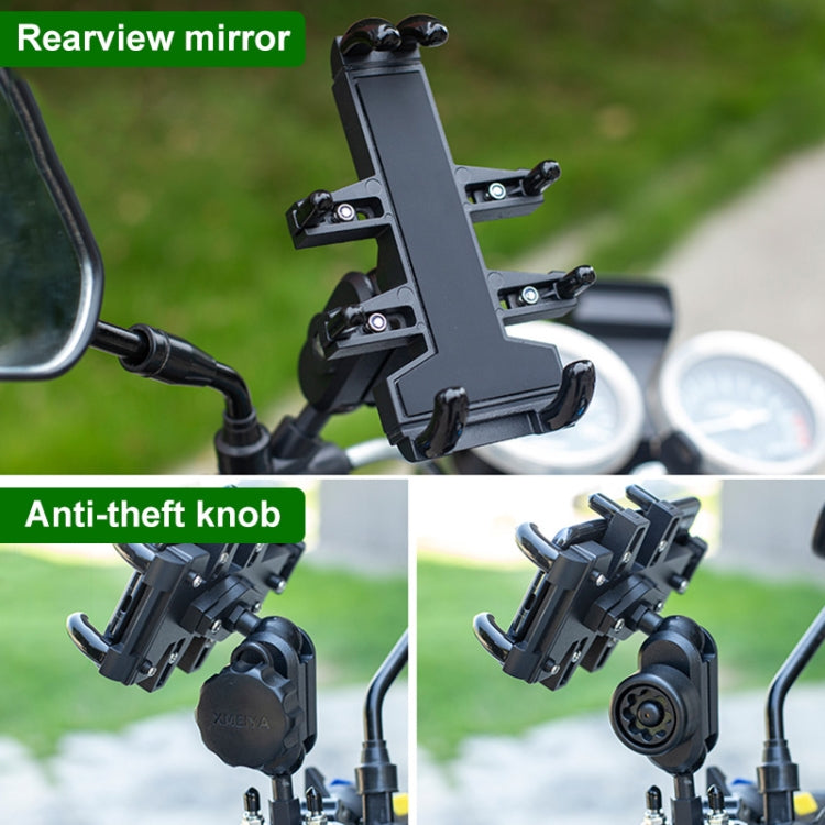 Tilt Rearview Mirror Screw Hole Ball-Head Motorcycle Eight-jaw Aluminum Phone Navigation Bracket by bashfashion