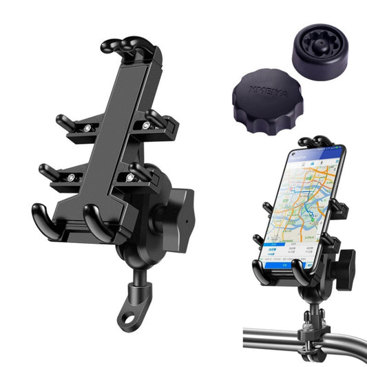 Tilt Rearview Mirror Screw Hole Ball-Head Motorcycle Multi-function Eight-jaw Aluminum Phone Navigation Holder Bracket with Anti-theft Knobs by bashfashion