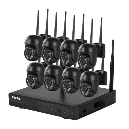 ESCAM WNK618 3.0 Million Pixels 8-channel Wireless Dome Camera HD NVR Security System, Support Motion Detection & Two-way Audio & Full-color Night Vision & TF Card, AU Plug by ESCAM
