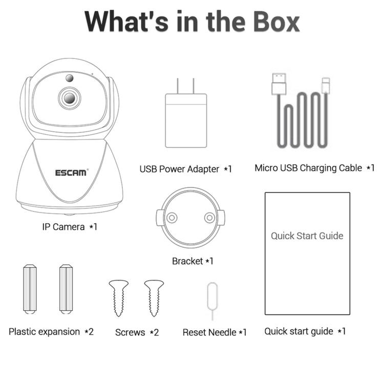 ESCAM PT201 HD 1080P Dual-band WiFi IP Camera, Support Night Vision / Motion Detection / Auto Tracking / TF Card / Two-way Audio, US Plug by ESCAM