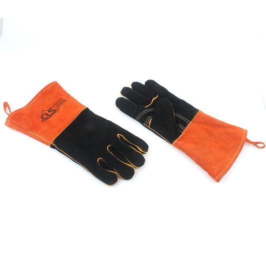 Outdoor BBQ Leather Men and Women Models High Temperature Insulation Thickening Long Welding Protective Gloves by bashfashion