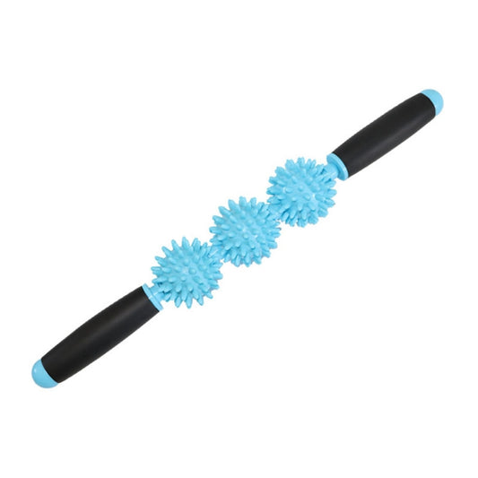 Yoga Health Care Triple Hedgehog Balls Neck Leg Hand Muscle Massage Stick(Blue) by bashfashion