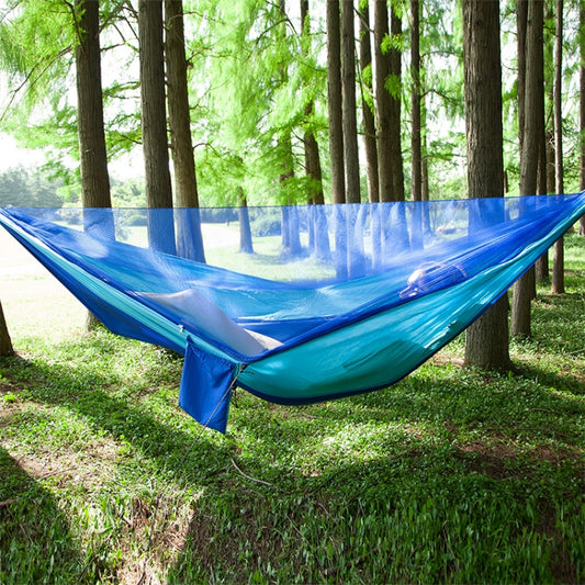 Portable Outdoor Parachute Hammock with Mosquito Nets (Dark Blue + Baby Blue) by bashfashion