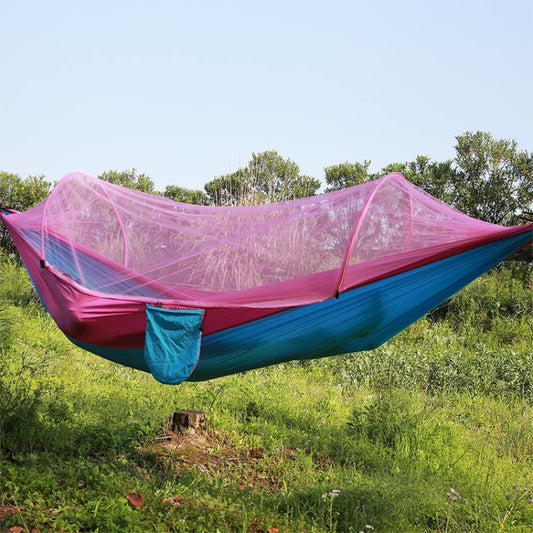 Portable Outdoor Camping Full-automatic Nylon Parachute Hammock with Mosquito Nets, Size : 290 x 140cm (Pink Blue) by bashfashion