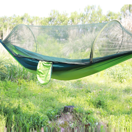 Portable Outdoor Camping Full-automatic Nylon Parachute Hammock with Mosquito Nets, Size : 290 x 140cm (Green) by bashfashion
