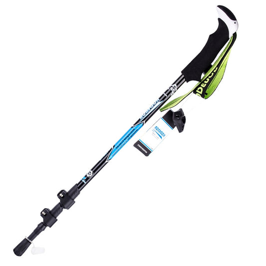 KODENOR Outdoor Mountaineering Portable Foldable Carbon Fibre Straight Handle Alpenstocks Trekking Poles, Length : 63-135CM (Black Blue) by bashfashion