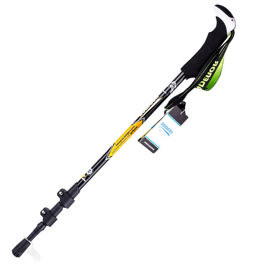 KODENOR Outdoor Mountaineering Portable Foldable Carbon Fibre Straight Handle Alpenstocks Trekking Poles, Length : 63-135CM (Black Yellow) by bashfashion
