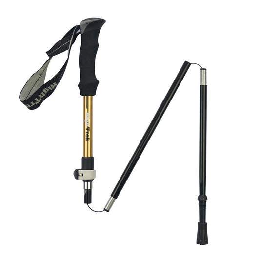 Outdoor Mountaineering Portable Foldable Ultra light Aluminium Alloy Alpenstocks Trekking Poles, Length : 35-125CM (Gold) by bashfashion