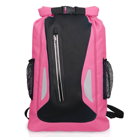Outdoor Waterproof Dry Dual Shoulder Strap Bag Dry Sack PVC Barrel Bag, Capacity: 25L (Pink) by bashfashion
